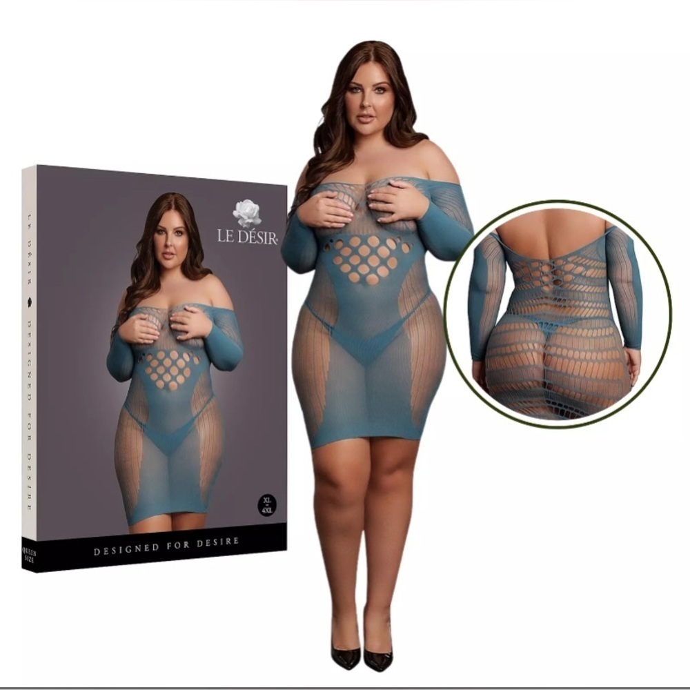 🦋B2G1🦋LE DÉSIR Long-Sleeved FishNet Mini Dress Bodycon | QUEEN XL-4XL |